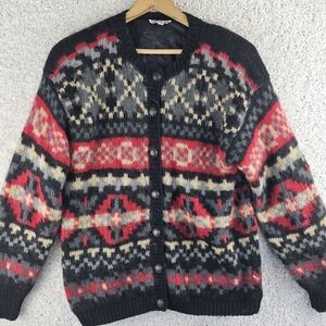 Vintage 90s L'Officiel Mohair Blend Cardigan Small Nordic Scandinavian Grandma